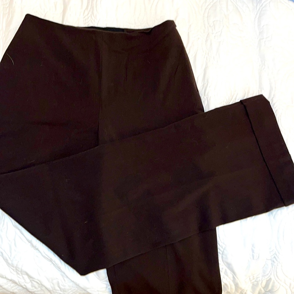 Size 6 Conrad C  rich brown wide leg dress trousers with side zip and cuffs